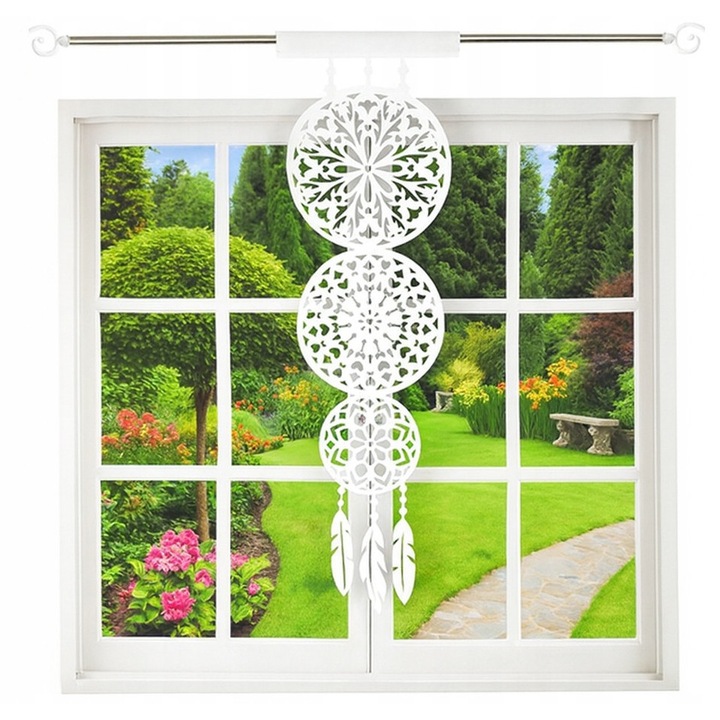 Panou Decorativ Din Poliester, Now-Art, 130 X 40, Design Elegant, Calitate Inalta, Se Potriveste In Multe Interioare, Decoratiune Pentru Fereastra, Tip De Montare Banda Adeziva, Semi-Transparent, Pentru Living, Bucatarie, Dormitor, Alb