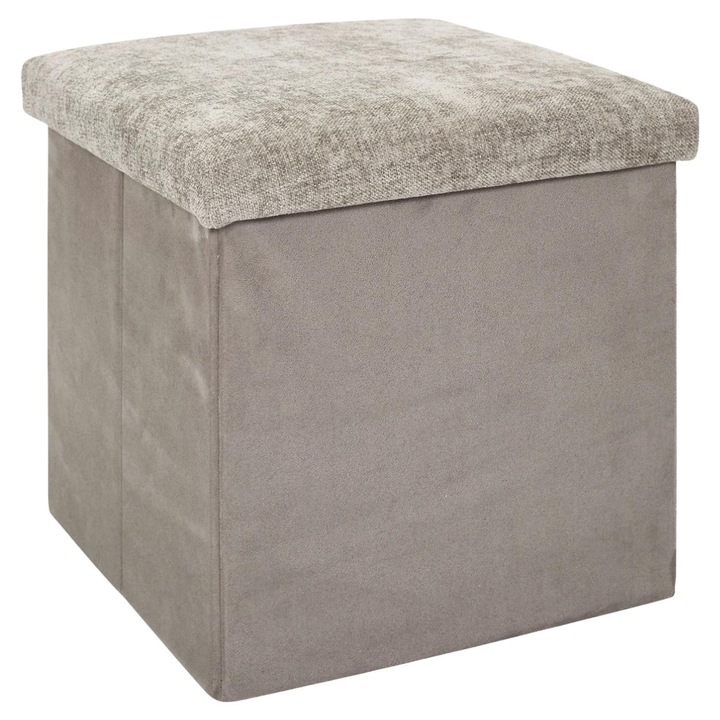 HowHomely tároló funkcióval ellátott puff, taupe, kompakt