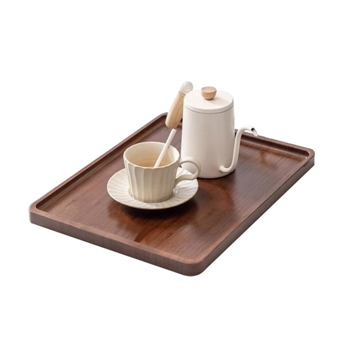 Tava din Bambus pentru Servire, Dreptunghiulara, fara Manere, 30 x 40 cm, pentru Cafea, Ceai, Mic Dejun si Organizare