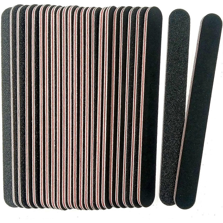 Set 24 pile cosmetice semirotunde, 17.8x2x0.8cm, design dublu fatetat, granulatie 100/180