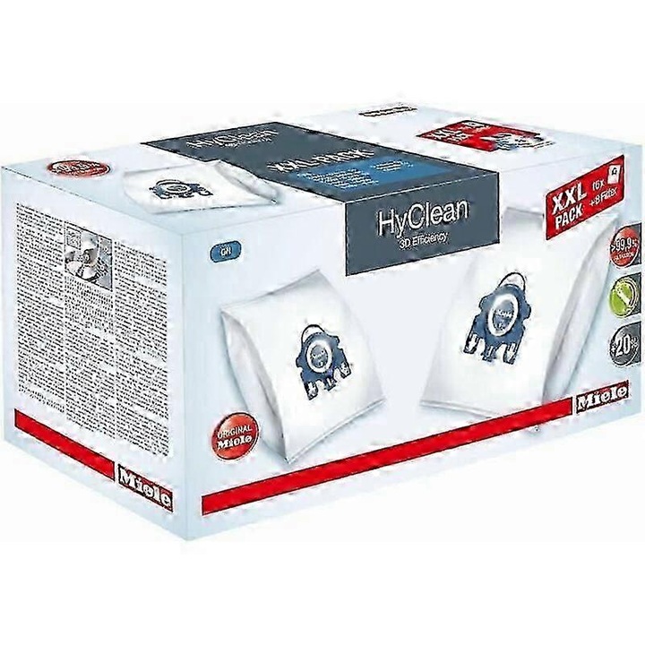 Set 16 saci de praf pentru aspiratoare Miele GN Airclean 3D Efficiency, compatibili cu Complete C2, C3, Classic C1, S8, S5, S2