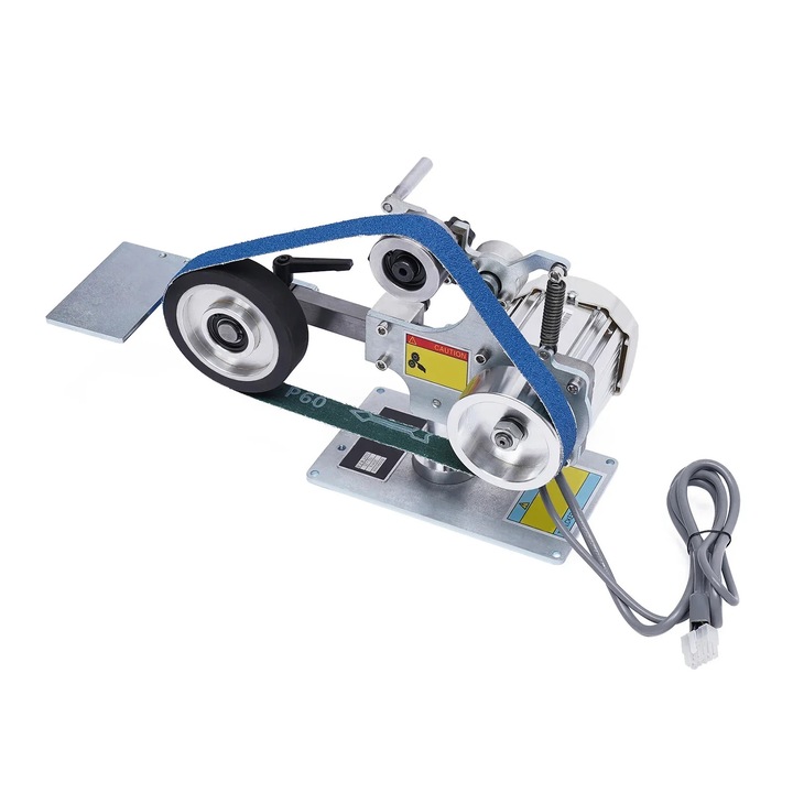 Masina de slefuit cu banda si disc, 2‑in‑1 slefuitor pentru tevi, 220 V AC, pentru slefuire, lustruire, satinare, Albastru