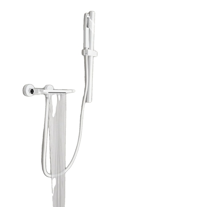 Baterie sanitara, montare pe perete, design modern, alb