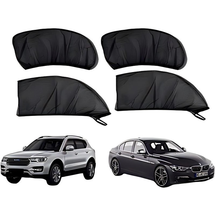 4 buc Parasolare auto, parasolare laterale din plasa respirabila Dicollas®, protectie solara/plasa impotriva insectelor protejeaza copilul tot anul, reducerea caldurii in cabina
