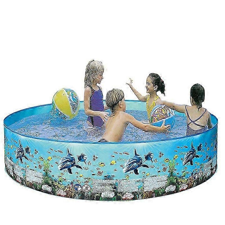 Piscina portabila pliabila din plastic pentru familie, 297L, 122x25cm, albastra