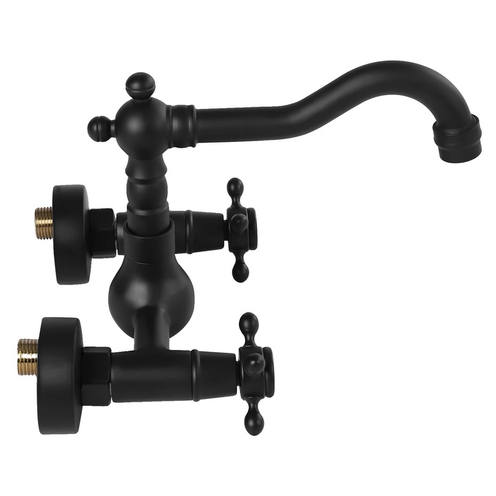 Baterie sanitara, 360° cu duza rotativa, control cu 2 manete, neagra