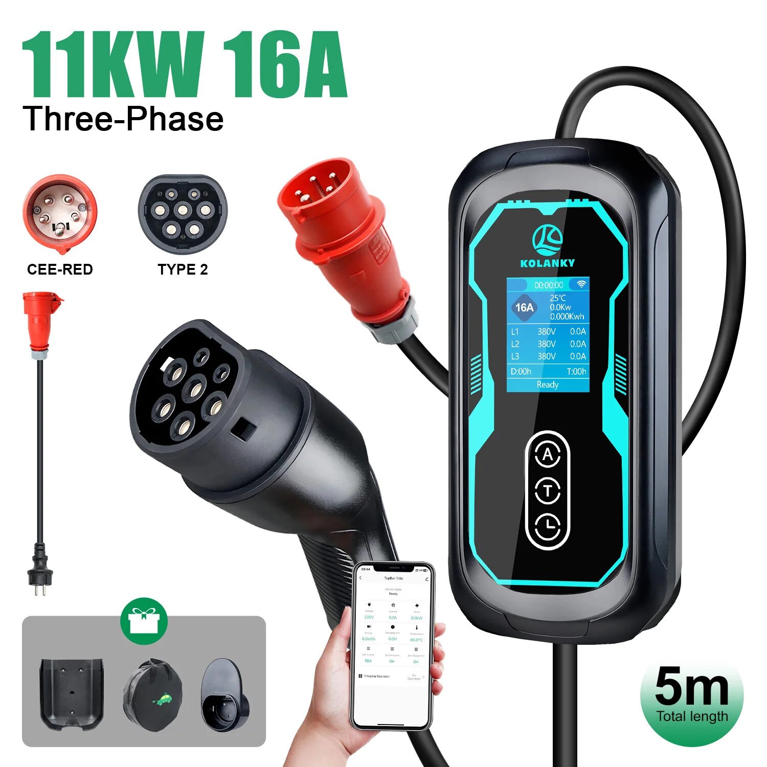 Incarcator EV, design portabil, timer flexibil, 11KW, 5M - eMAG.ro