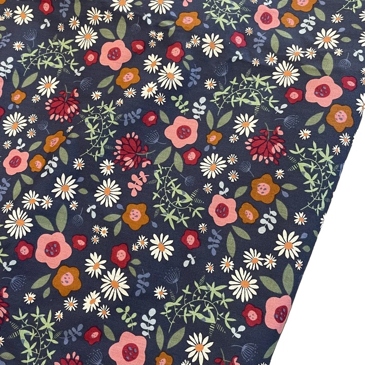 Tesatura, design floral imprimat, albastru, 200x145cm
