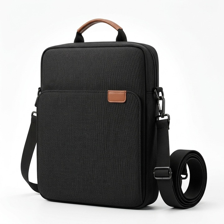 Geanta laptop, 13 inch, impermeabila, cu curea ajustabila, neagra, set organizare accesorii
