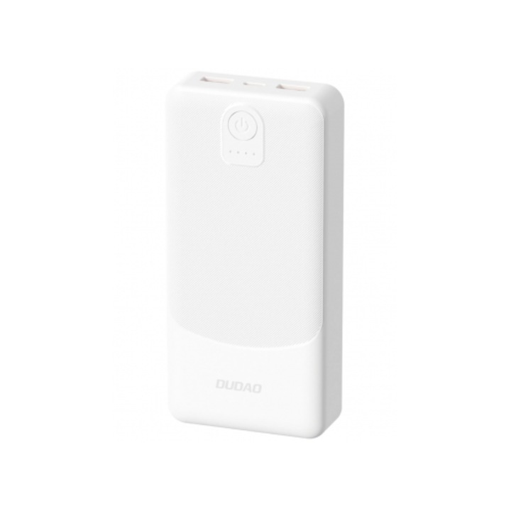 Baterie Externa Dudao 20000mAh, Fast Charging 12W, 2 x USB-A, Alba