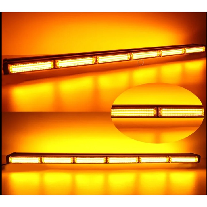 Bara girofar, rampa avertizare, galben, functii stroboscop, 89cm, 108W, 12V, cu buton