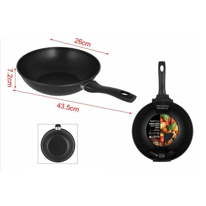 Mély tapadásmentes wok serpenyő szilikon nyéllel 26cm Kmt STYLE