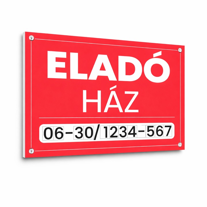 Eladó tábla ragasztható számokkal