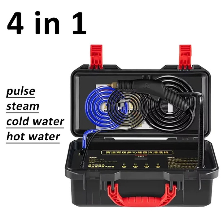 Masina inteligenta de curatat, aparat de curatare cu abur 4 in 1, presiune inalta, temperatura inalta, peste 2600 W, 220 V, pentru auto, hote, aparate de aer conditionat