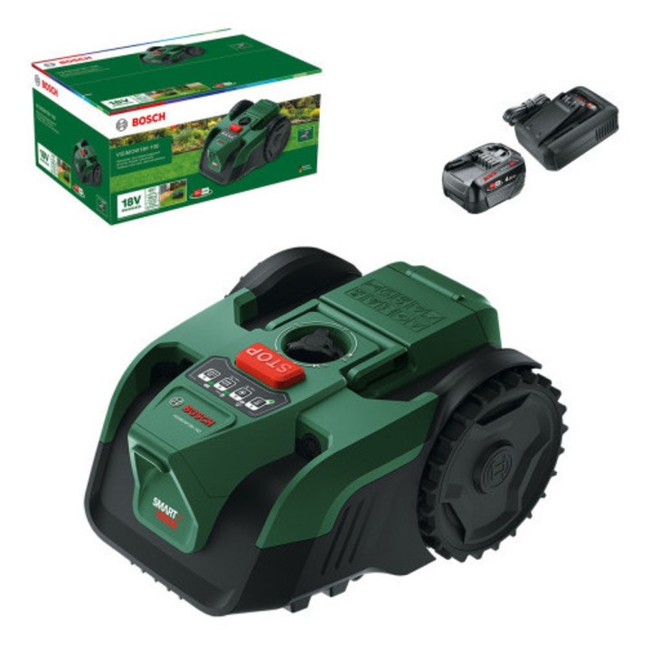 BOSCH Akkus robotfűnyíró VISIMOW18V-100 (1 x 4, 0 Ah akku és töltő) 100 m2