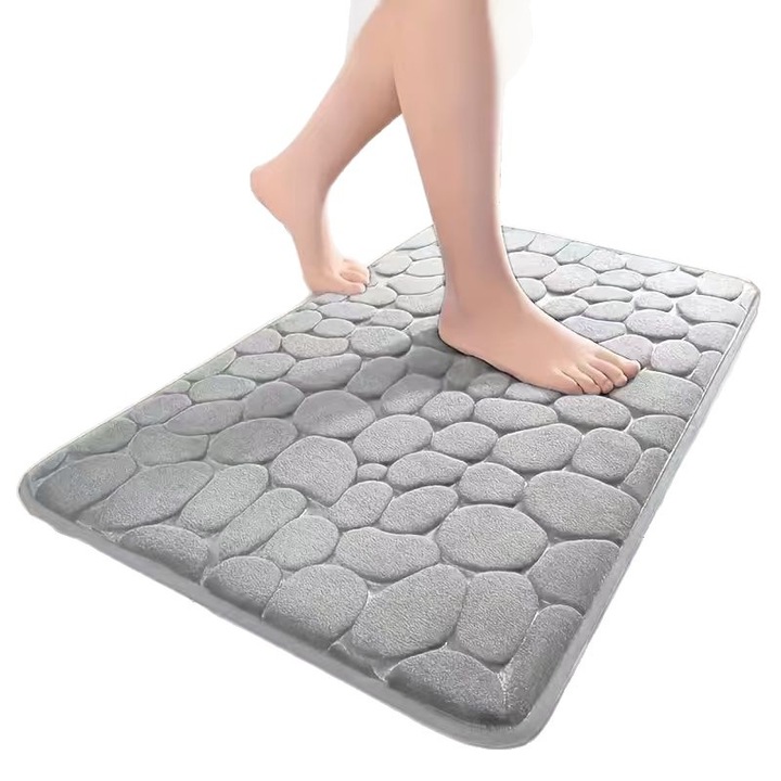 Килимче за баня Coral Fleece, дизайн Pebble, противоплъзгащо, 40x60см