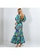 Rochie cu imprimeu, maneci bufante, multicolor