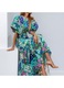 Rochie cu imprimeu, maneci bufante, multicolor