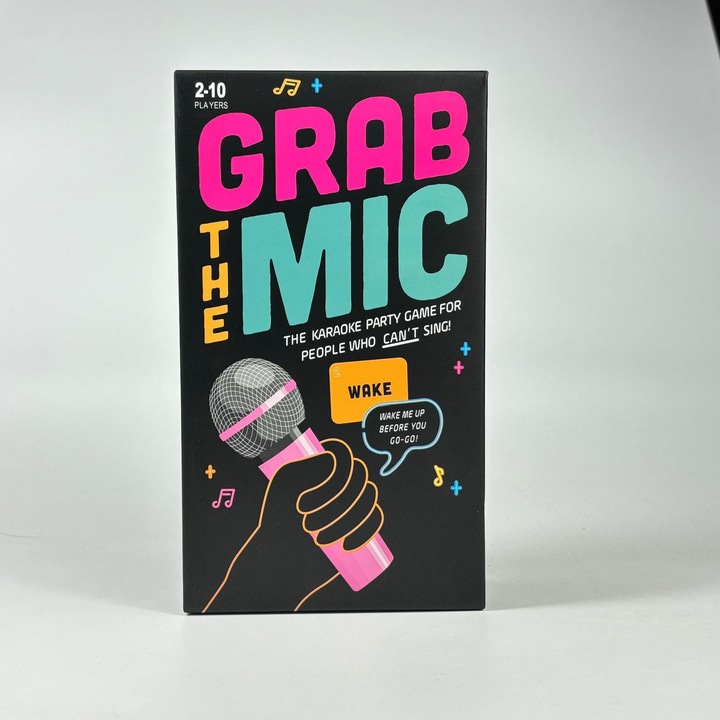 Joc de societate "Grab The Mic" - set de carti, 19x11cm, provocari de completare a versurilor, interactiune multiplayer