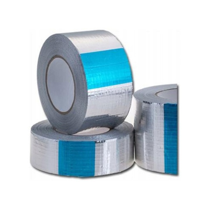 Banda adeziva aluminiu armata, 96mm, rezistenta temperatura -40 pana la +80C, set 50 bucati