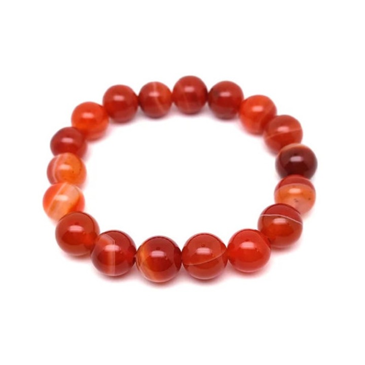 Karneol sávos golyó karkötő 10mm