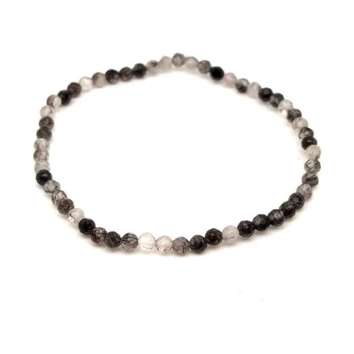 Turmalinkvarc fazettált golyó karkötő 3-3, 5mm