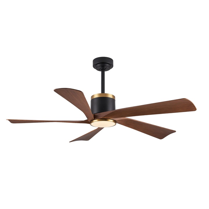 Ventilator de tavan cu Lustra, Aiorber, 130cm, 6 trepte de viteza reglabile, iluminare reglabila in trei culori, motor cu rotatie inversa, potrivit pentru toate anotimpurile, 40W, maro