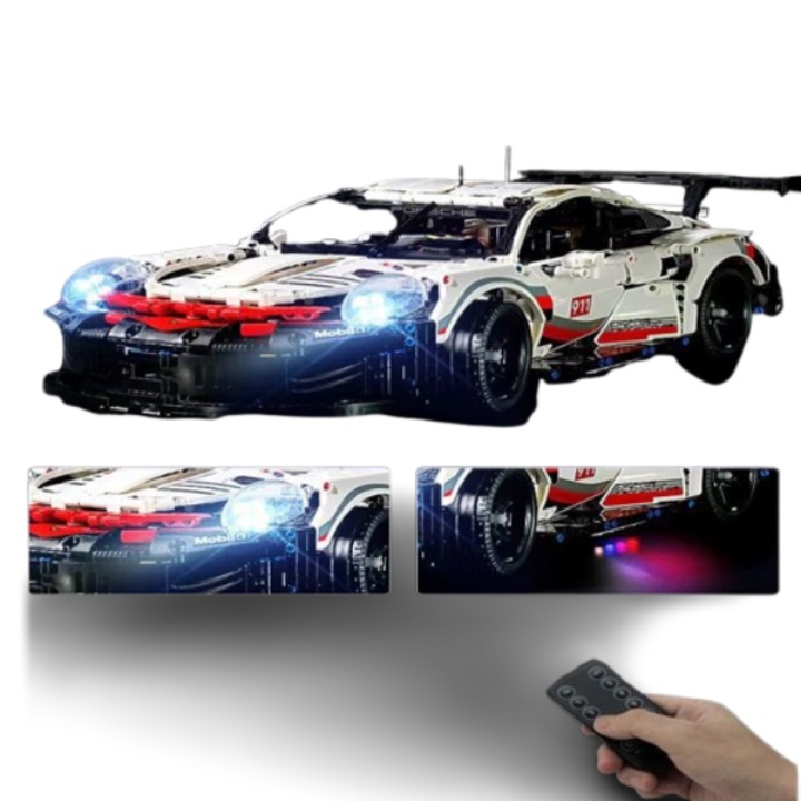 Set de constructie Porsche 911, model 1:10, iluminare cu telecomanda, 40x30cm