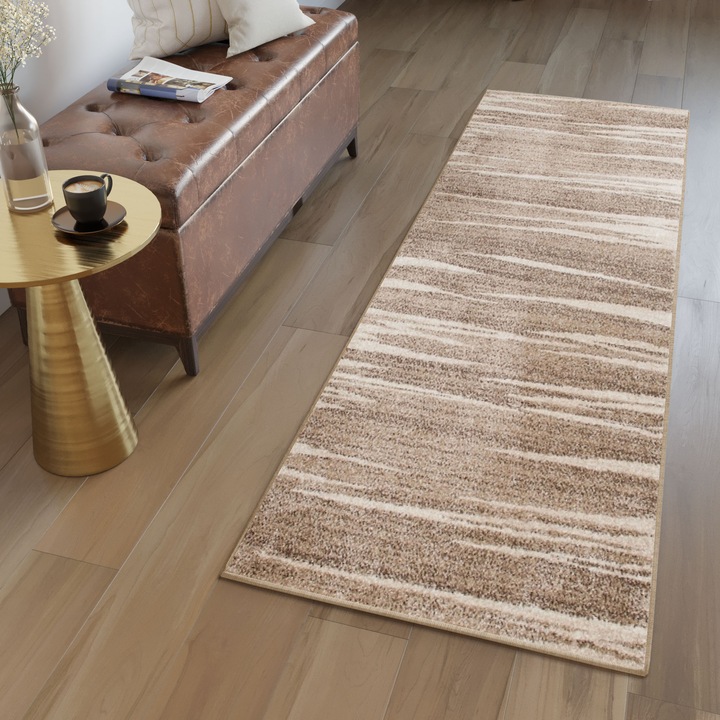 Covor Traversa Tapiso Sari, model clasic, dungi, usor de curatat, pentru incalzire prin pardoseala, pentru coridor, sufragerie, hol, intrare, fir de 10 mm 100 x 1000cm