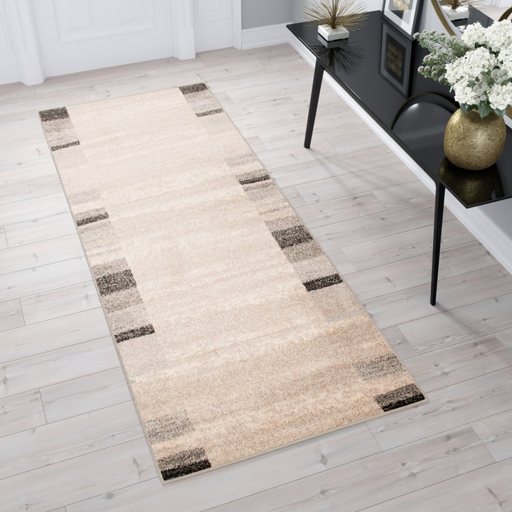 Covor Traversa Tapiso Sari, model clasic, rama, usor de curatat, pentru incalzire prin pardoseala, pentru coridor, sufragerie, hol, intrare, fir de 10 mm 100 x 1000cm