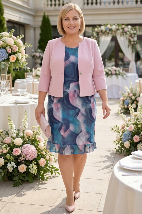 Rochie cu imprimeu roz si albastru 56