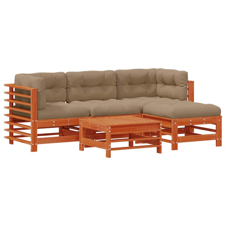 Set de lounge pentru gradina 5 pcs vidaXL, Maro ceruit
