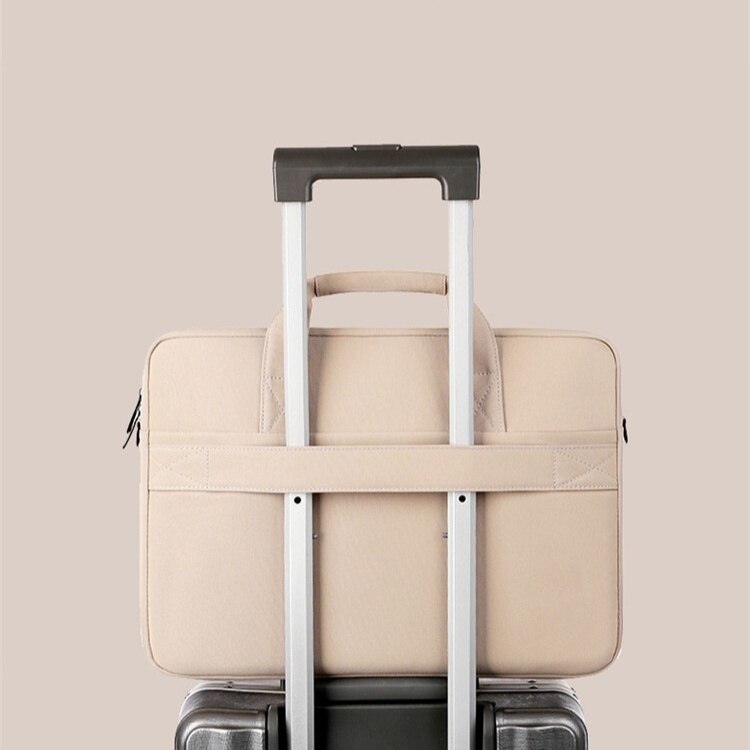 Geanta pentru laptop, respirabila, impermeabila, rezistenta la socuri, cu maner si sistem de transport cu roti, ORBER, prevazuta cu perne de aer, potrivita pentru laptopuri de 17-18 inch, din tesatura Oxford, 44 × 9 × 33 cm, culoare kaki