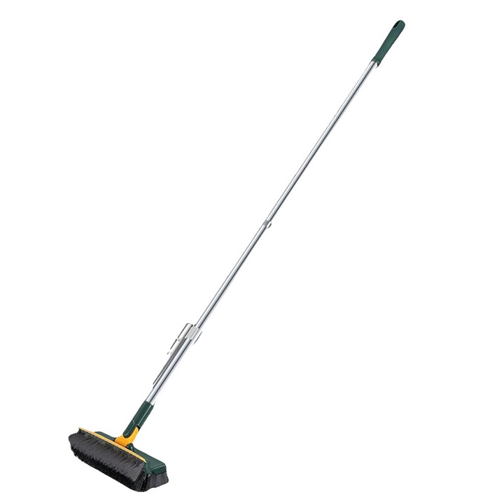 Perie de curatat podea, cap rotativ 180°, maner lung, verde inchis