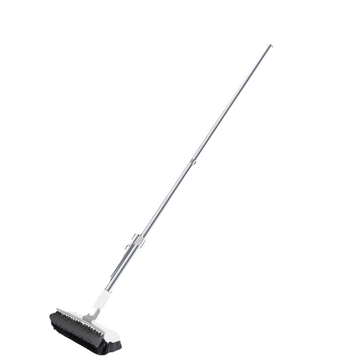 Perie de curatat podea, cap rotativ 180°, maner lung, alb