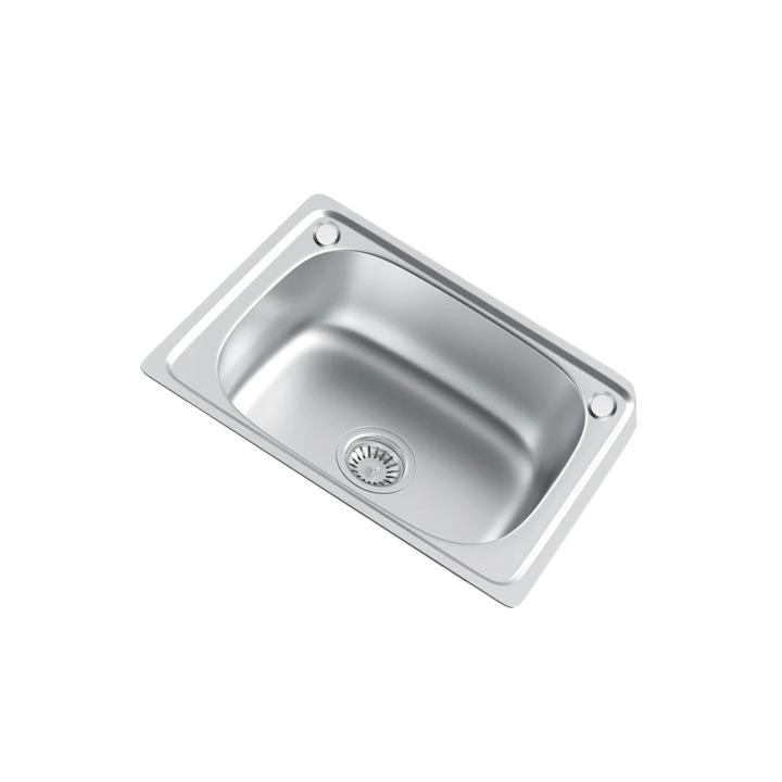 Chiuveta bucatarie, constructie din otel inoxidabil, design compact, 2 gauri, dimensiuni reduse