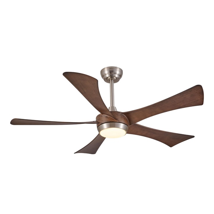 Mennyezeti ventilátor csillárral, Aiorber, 132cm, 6 állítható sebességfokozat, háromszínű állítható világítás, fordított forgású motor, minden évszakhoz alkalmas, 40W, barna