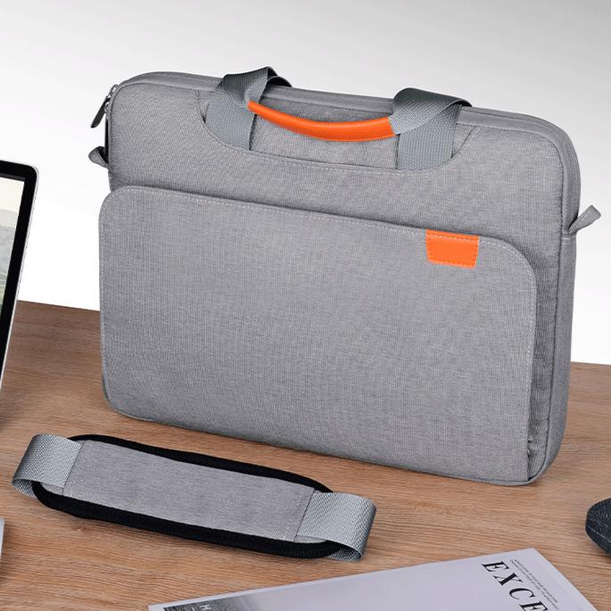 Geanta pentru laptop, Aiorber, 14.1 inci, stil crossbody, protectie completa la 360°, 6 compartimente, impermeabila, captuseala groasa din plus, gri
