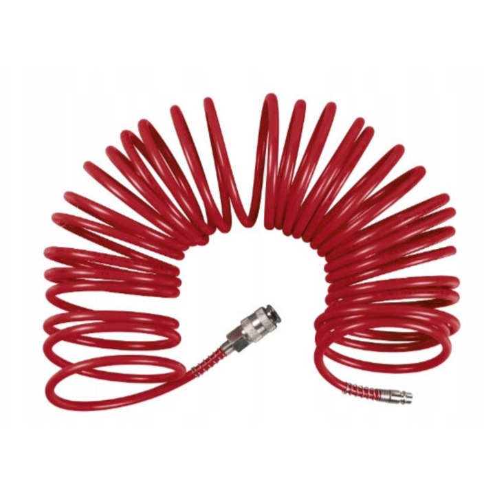 Hose spiral pentru aer comprimat, Parkside, PDSS 10 A1, 10m, 10 bar, 8x5mm, rosu