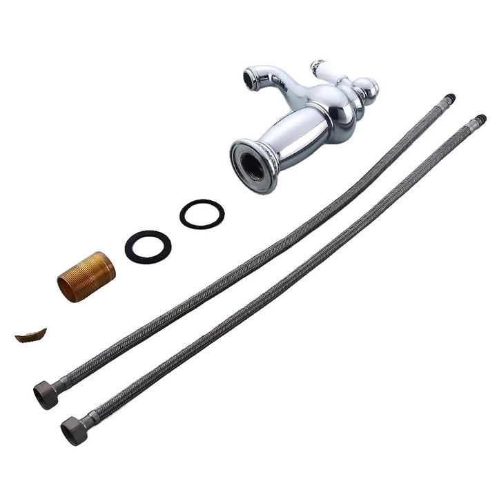 Baterie sanitara, montare pe blatul de lucru, control cu levier, argintie, G3/8