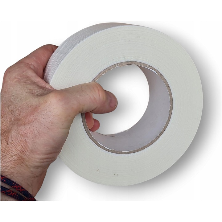 Banda adeziva Duct Tape BB TAPES, 48mmx50m, alba, super rezistenta, rola cu diametru 14cm, set de 24 role