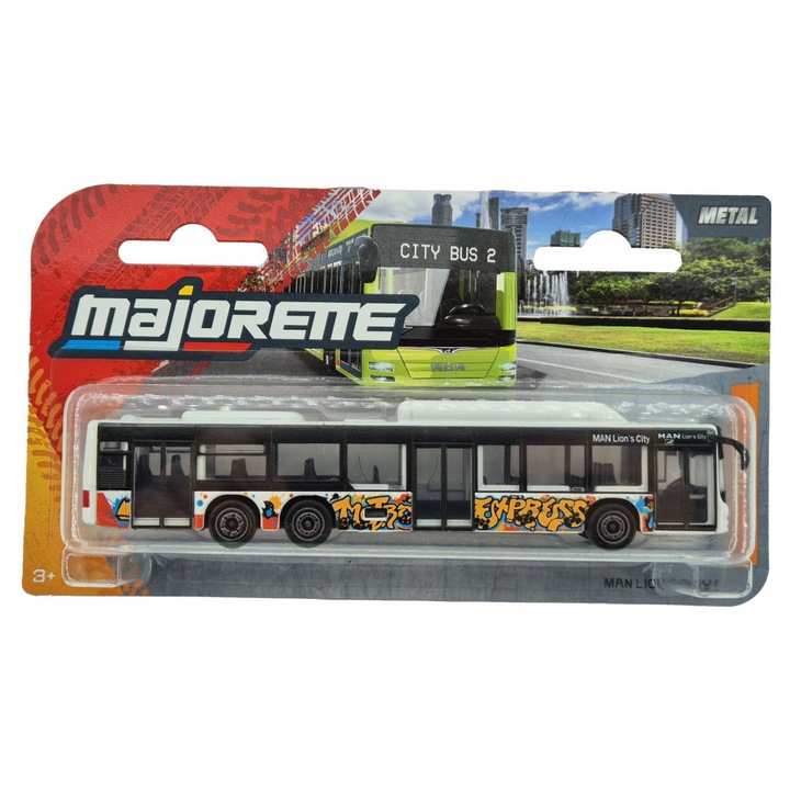 MAN Lion's city C busz - kék graffitis - Majorette - 1:64
