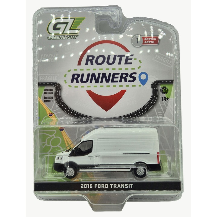Ford Transit (2015) - magasított - fehér - Greenlight - 1:64