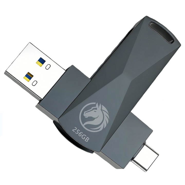 Memorie USB 3.0 dubla, 256GB, negru, 100x30MB/s, 20g