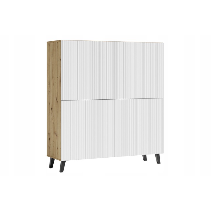 Highboard 120 cm Bratex, 8 spatii de depozitare, MDF alb, 128x39cm