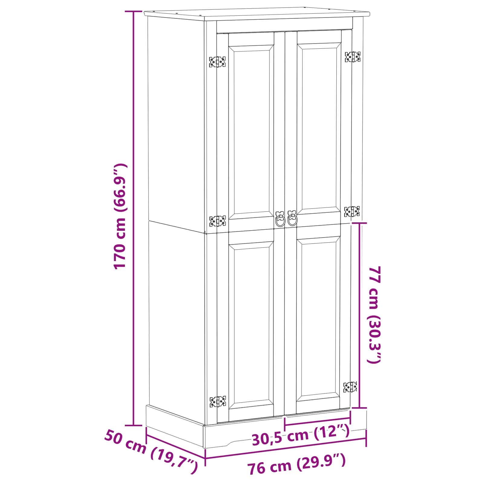 Dulapuri cu sertar Alb 76 x 50 x 170 cm Lemn de pin masiv - eMAG.ro