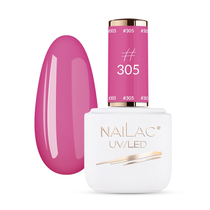 Oja hibrida NaiLac #305, roz inchis, 7ml