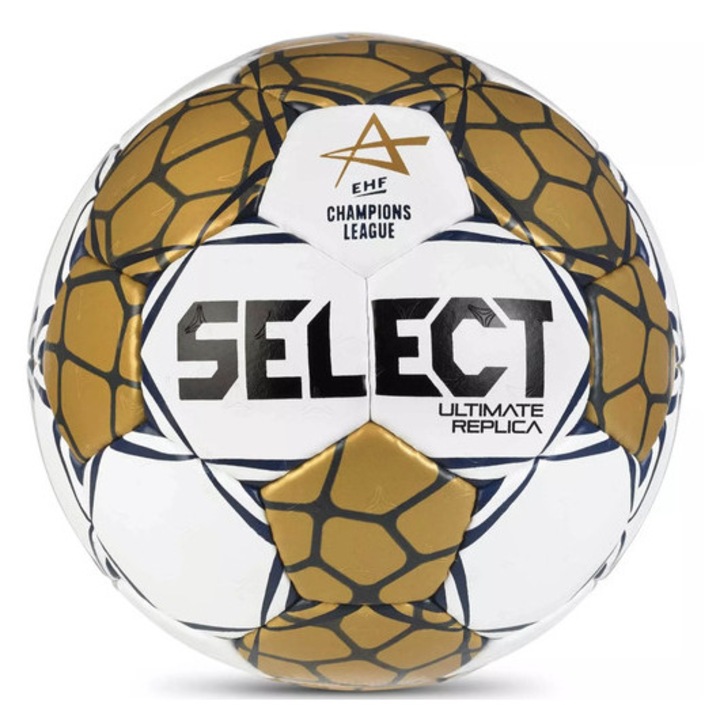 Select Ultimate EHF Bajnokok Ligája Replika V24 kézilabda fehér/arany 1-es méret