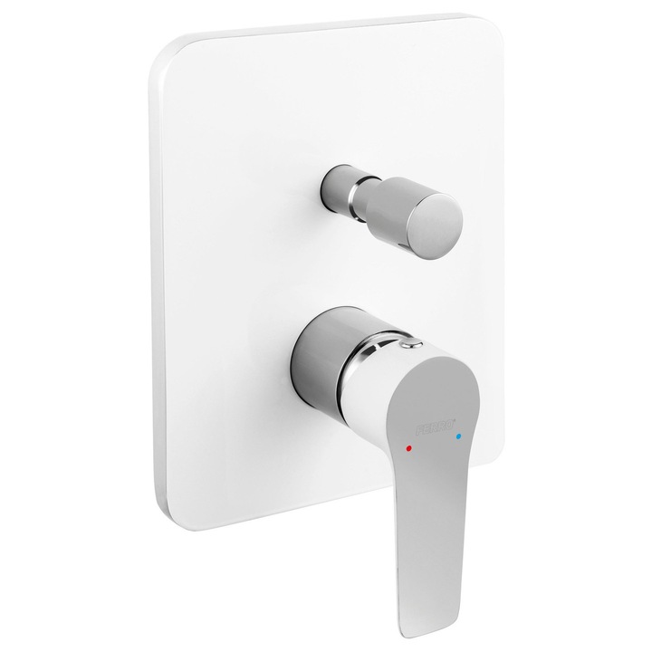 Baterie sanitara Ferro ADORE 2-functionala, alb/ crom, pentru doua surse de apa