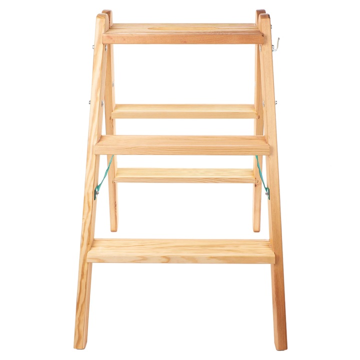 Scara din lemn, scara cu trepte, dubla fata, 2x3 trepte, trepte late, pentru vopsit